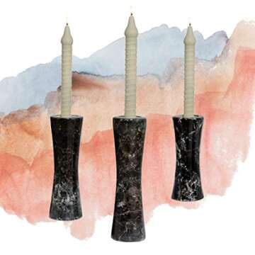 NOT BRANDED Marble Candle Holder Set of 3 for Taper Candles, 567 Inch Candlesticks, Candle Tea Light for Functional Table Decoration for Home Dining, Wedding, Private Parties, – Black Zebra Marble