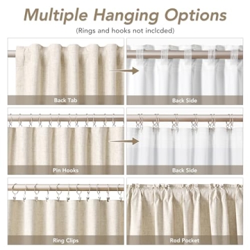 Beige Linen Blackout Curtains 84 Inch Thermal Insulated