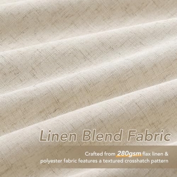 Beige Linen Blackout Curtains 84 Inch Thermal Insulated