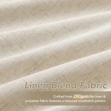 Beige Linen Blackout Curtains 84 Inch Thermal Insulated