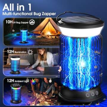 GTERT Solar Bug Zapper - Powerful Outdoor Insect Control