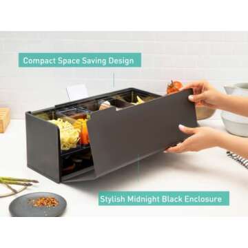 Prepdeck Mini Recipe Prep & Storage Station - New Compact Design, 8 Containers in 4 Sizes + Measurement Markings + Super-Seal Lids, Deluxe Cutting Board, Bonus Tablet Stand Included - 5 Vibrant Colors