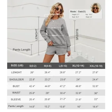 FKEEP Women 2 Piece Outfits Sweatsuit Sweatshirt Fall Clothes for Womens Fashion Long Sleeve Tops Shorts Sweatshirts Girls Winter Clothes