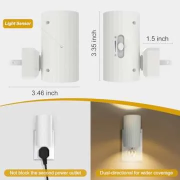 Night Light, Led Night Lights Plug into Wall, Sensor Dusk To Dawn, 0-100 LM Dimmable Night Lights, 3000K Soft White, Modern Night Lights for Bathroom Bedroom Kitchen Toilet Hallway Stairway, 2 Pack