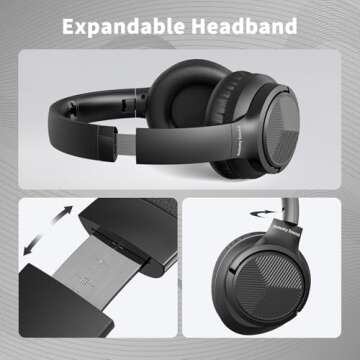 Botesty Sound Headphones Wired with Microphone, Over Ear Foldable Headphones with 4.9ft Tangle-Free Nylon Cord, 3.5mm Plug in Headphones for Smartphone,Tablet,Computer,MP3/4 (Black)