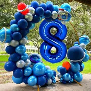 40 Inch Giant Navy Blue Number 8 Balloon, Helium Mylar Foil Number Balloons for Birthday Party, 8th Birthday Decorations for Kids, Anniversary Party Decorations Supplies (Navy Blue Number 8)