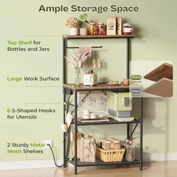 Space-Saving Huuger 4-Tier Bakers Rack for Kitchen Organization