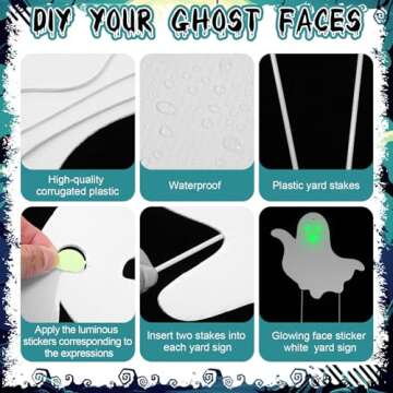 Memorywuu 8 Pack Halloween Yard Decorations Outdoor Scary Ghost Yard Signs with Stakes and Night Glow Sticker White Ghost Silhouette Home Front Lawn Signs for Halloween Decor