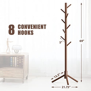 Haddockway Adjustable Wooden Coat Rack 8 Hooks NZ Pine