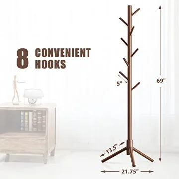 Haddockway Adjustable Wooden Coat Rack 8 Hooks NZ Pine