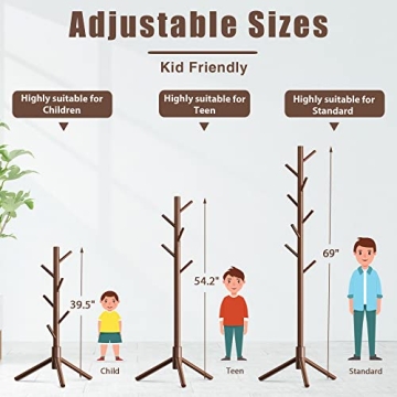 Haddockway Adjustable Wooden Coat Rack 8 Hooks NZ Pine