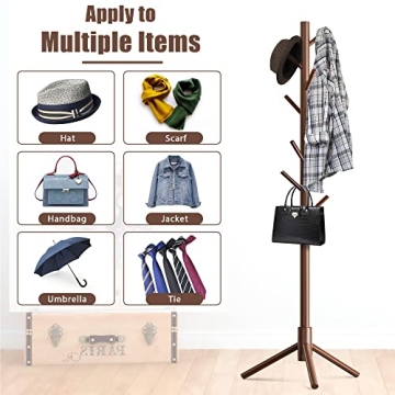 Haddockway Adjustable Wooden Coat Rack 8 Hooks NZ Pine