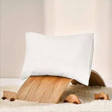 TILLYOU Cotton Toddler Pillowcases - 2 Pack Super Soft Kids Travel Pillow Cases Envelope Closure for Boys Girls, 14.5x20 Inches, White