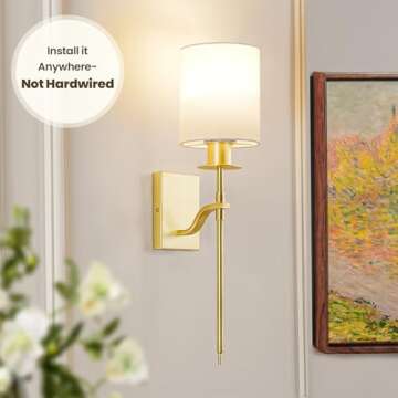 SURAIELEC Battery Operated Wall Sconces Set of Two, Wireless Wall Lights with Remote Timer, 3 Color ...