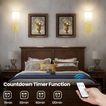 SURAIELEC Battery Operated Wall Sconces Set of Two, Wireless Wall Lights with Remote Timer, 3 Color Temperatures, Indoor Sconces Wall Decor for Bedroom, Living Room, Hallway, Gold