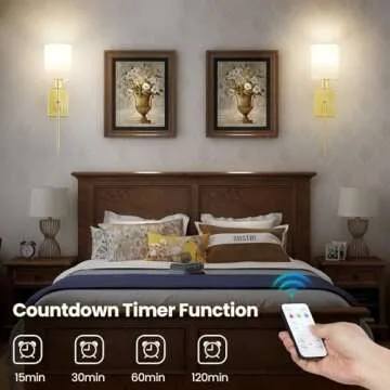 SURAIELEC Battery Operated Wall Sconces Set of Two, Wireless Wall Lights with Remote Timer, 3 Color Temperatures, Indoor Sconces Wall Decor for Bedroom, Living Room, Hallway, Gold