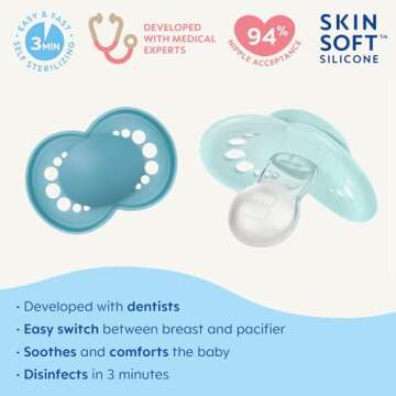 MAM Original Matte Baby Pacifier, Nipple Shape Helps Promote Healthy Oral Development, Sterilizer Ca...