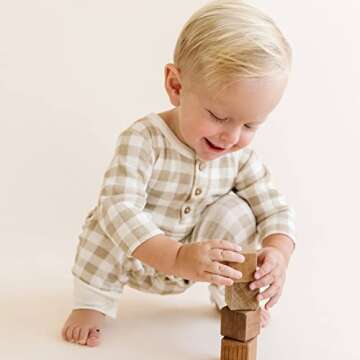 MakeMake Organics GOTS Certified Organic Cotton Infant Baby Cozy Comfort Organic Baby Short Sleeve B...