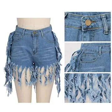 LaiyiVic High Waisted Frayed Denim Shorts for Women
