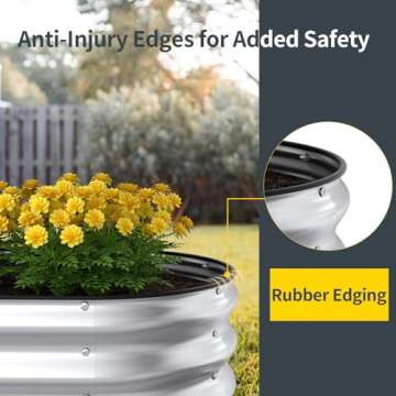 Kesfitt Raised Garden Bed Kit,Outdoor Galvanized Planter Boxes with Safety Edging and Gloves,Large M...
