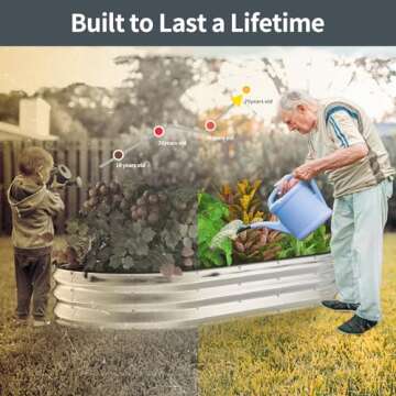 Kesfitt Raised Garden Bed Kit,Outdoor Galvanized Planter Boxes with Safety Edging and Gloves,Large Metal Beds for Gardening Vegetables,Fruits,Flower(6x3x1FT)