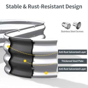 Kesfitt Raised Garden Bed Kit,Outdoor Galvanized Planter Boxes with Safety Edging and Gloves,Large Metal Beds for Gardening Vegetables,Fruits,Flower(6x3x1FT)