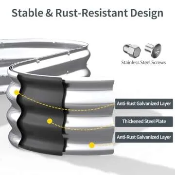 Kesfitt Raised Garden Bed Kit,Outdoor Galvanized Planter Boxes with Safety Edging and Gloves,Large Metal Beds for Gardening Vegetables,Fruits,Flower(6x3x1FT)