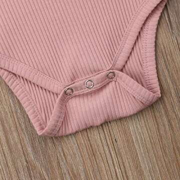 Kuriozud Newborn Infant Unisex Baby Boy Girl Sleeveless Button Solid Knitted Romper Bodysuit One Piece Jumpsuit Summer Outfits Clothes (Pink Bodysuit, 12-18 Months)