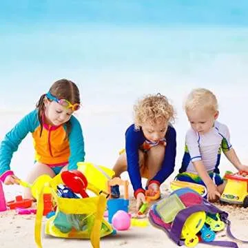 meekoo 8 Colorful Mesh Beach Bags for Treasure Storage