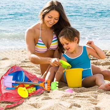 meekoo 8 Colorful Mesh Beach Bags for Treasure Storage