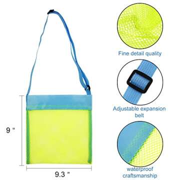 meekoo 8 Colorful Mesh Beach Bags for Treasure Storage
