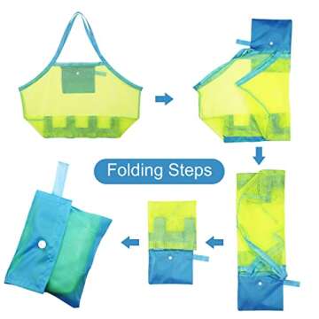 meekoo 8 Colorful Mesh Beach Bags for Treasure Storage