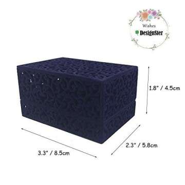 DesignSter Ring Bearer Box, Double Ring Box, Hollow Velvet Ring Box, Ring Holder For Wedding Ceremony (Dark Blue)