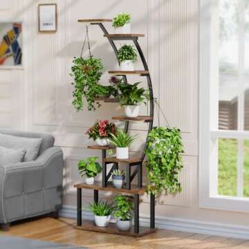 BACEKOLL Plant Stand Indoor with Grow Lights, 63" Tall Indoor Plant Shelf, 9 Tiered Corner Plant Holder, Large Flower Display Shelves for Living Room, Bedroom, Office, Home Decor