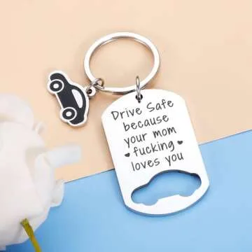 Funny Stocking Stuffers for Young Adult, Christmas Gifts for Adult Young Boys Girls, Drive Safe Because Your Mom Loves You Keychain Gifts from Mom, 16th Birthday Gifts for Boys Girls Son Daughter