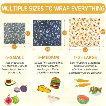 Reusable Beeswax Food Wraps - Eco-Friendly 9 Pack