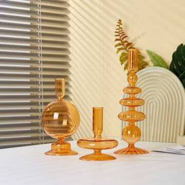 ZSYHCX Candlestick Holders, Glass Candle Holders for Table Centerpiece, Taper Candle Stand Modern St...