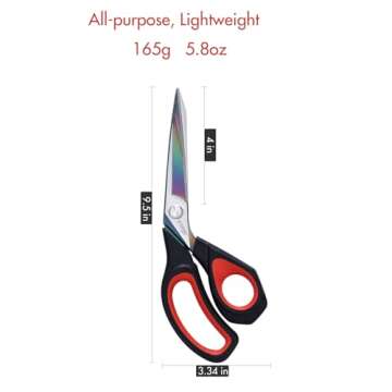 LIVINGO Heavy Duty Fabric Scissors - 9.5" Professional Titanium Coated Forged Stainless Steel Shears