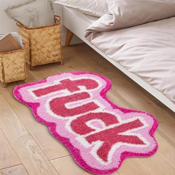 RoomTalks Funny Cute Pink Bathroom Rug Non Slip Washable 2x3