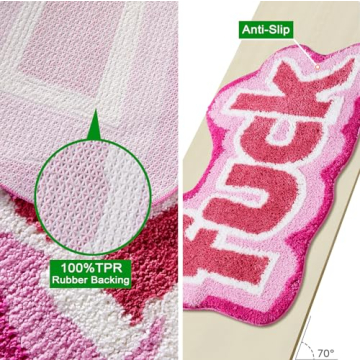 RoomTalks Funny Cute Pink Bathroom Rug Non Slip Washable 2x3