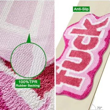 RoomTalks Funny Cute Pink Bathroom Rug Non Slip Washable 2x3