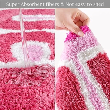 RoomTalks Funny Cute Pink Bathroom Rug Non Slip Washable 2x3