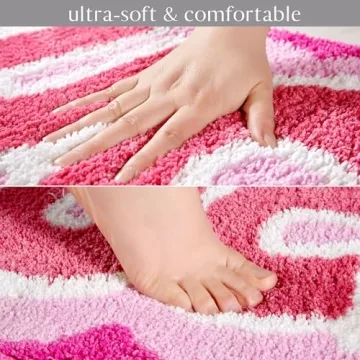 RoomTalks Funny Cute Pink Bathroom Rug Non Slip Washable 2x3