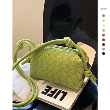 Fashionable Woven Crossbody Bags for Women in Lime Green