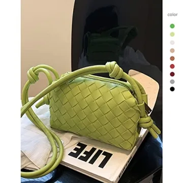 Fashionable Woven Crossbody Bags for Women in Lime Green