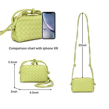 Fashionable Woven Crossbody Bags for Women in Lime Green