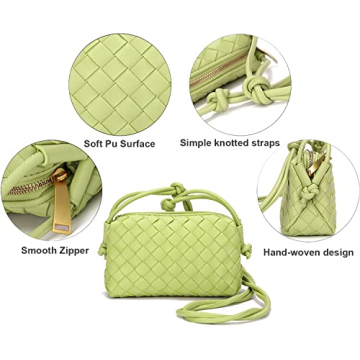 Fashionable Woven Crossbody Bags for Women in Lime Green