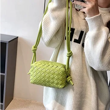 Fashionable Woven Crossbody Bags for Women in Lime Green