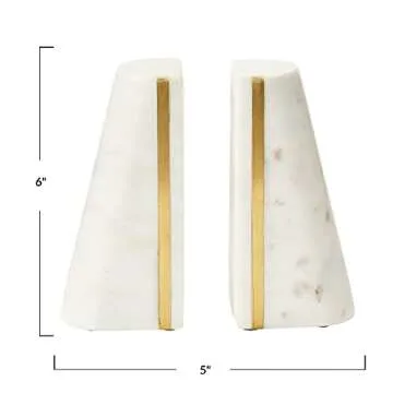 Elegant Marble Bookends with Brass Inlay for All