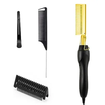 AIHOPESTO Electric Hot Comb Hair Straightener - Portable and Versatile 2-in-1 Styling Tool